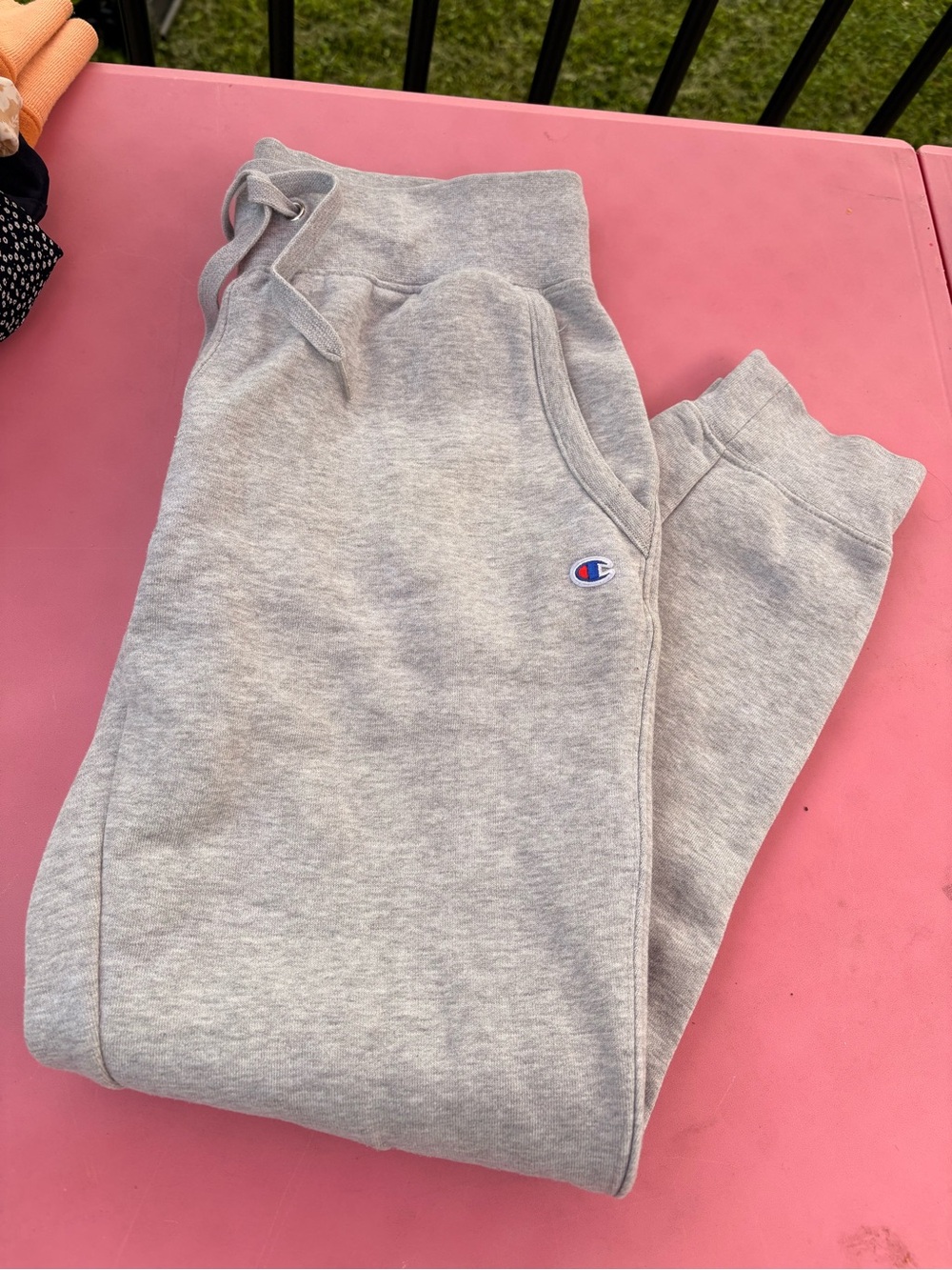 Champion Light Gray Fleece Joggers with Logo